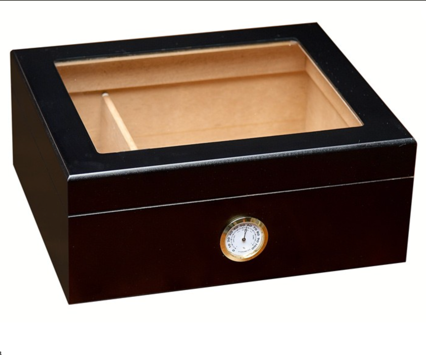 Prestige Import Group Chalet Glass Top Cigar Humidor Black Finish up to 50 Cigars - Image 2
